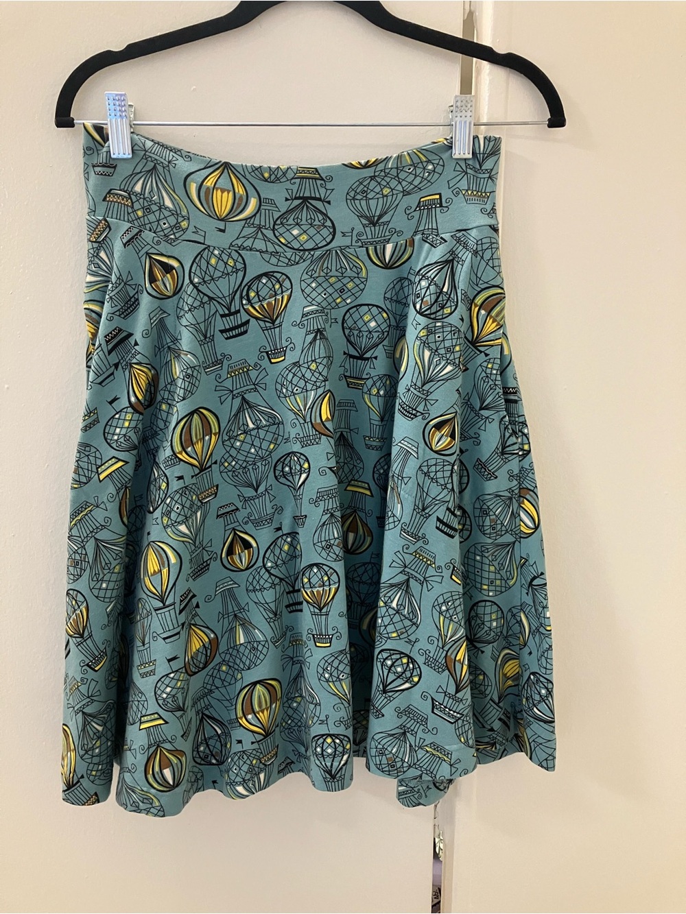 Effie’s Heart Teal Retro Hot Air Balloons Print Carnaby Swing Skirt Womens Sz S